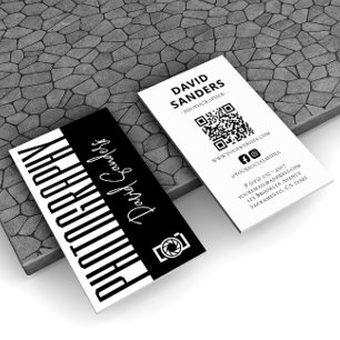 Photography Black & White QR Code  Business Card