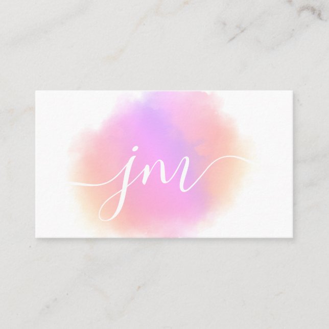 Photography Blush Pink Watercolor Feminine White Business Card (Front)