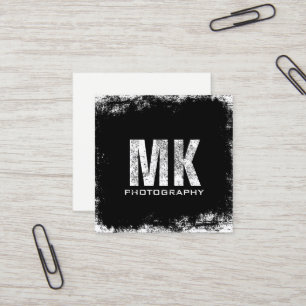 Photography Bold Monogram Grunge Photographer Square Business Card