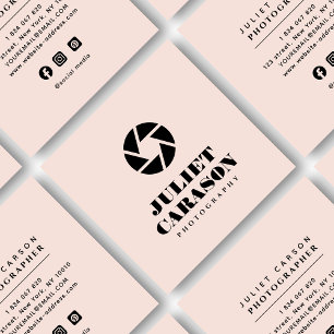 Photography Bold Typography Blush pink  Square Business Card