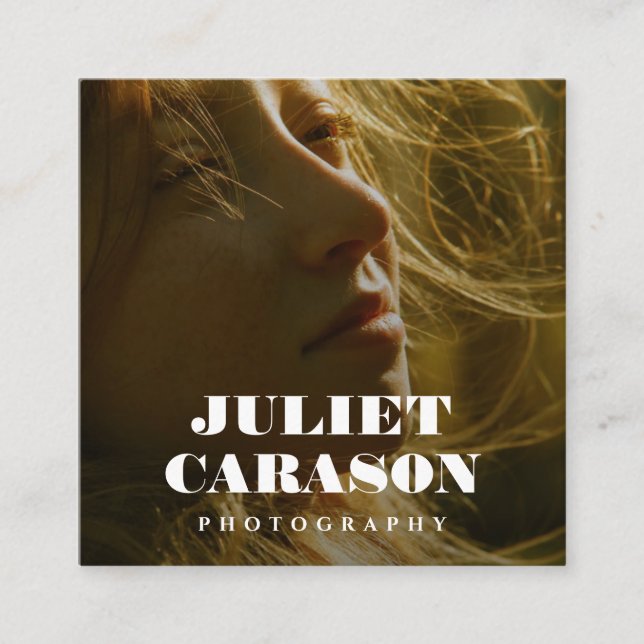 Photography Bold Typography Full photo  Square Business Card (Front)