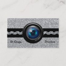 Photography Business Card Silver Elegant Monogram