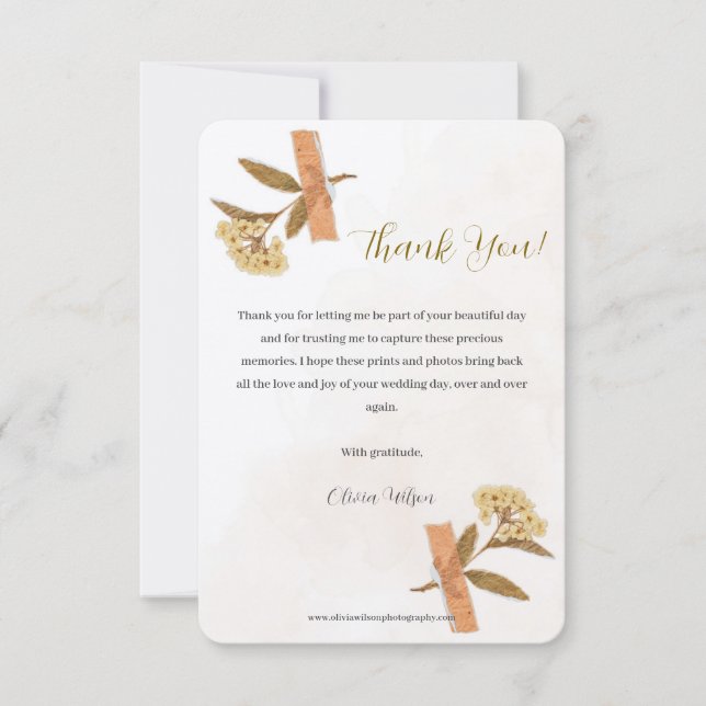 Photography Business Dry Flowers Thank You Card (Front)
