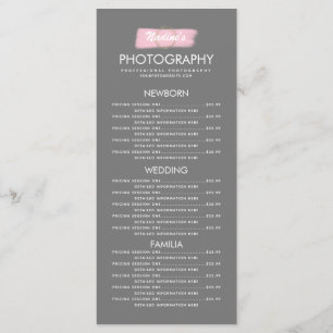 Photography Business Gold Logo Brush Stroke Pink Menu