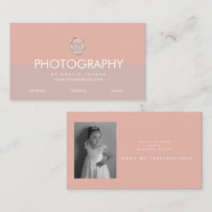 Photography Business Pink Blush Colorblock Business Card