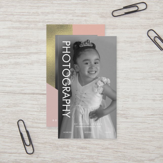 Photography Business Shapes Colour Block Faux Foil Card (Front/Back In Situ)