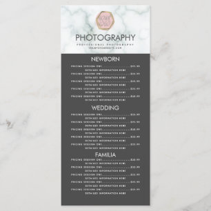 Photography Business Your Logo Grey Marble Menu