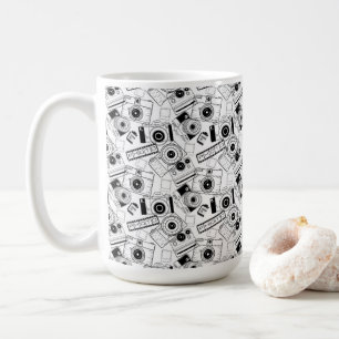 Photography cameras in black and white coffee mug