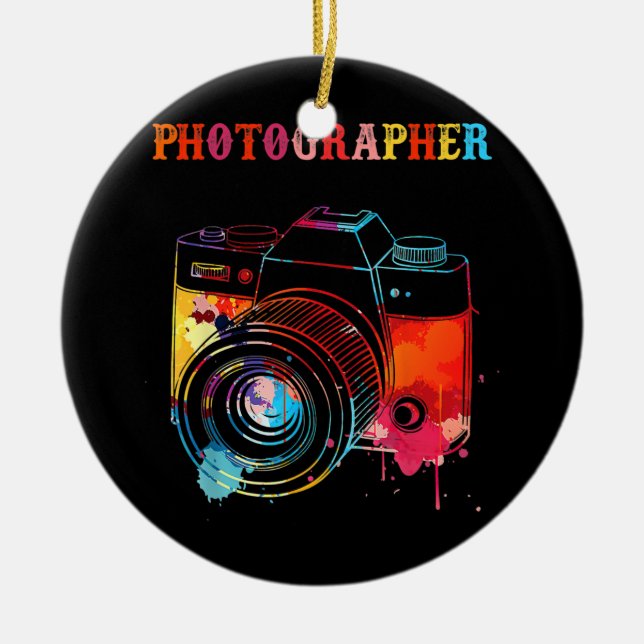 Photography Classic Graphic Camera Photographer Ceramic Tree Decoration (Front)