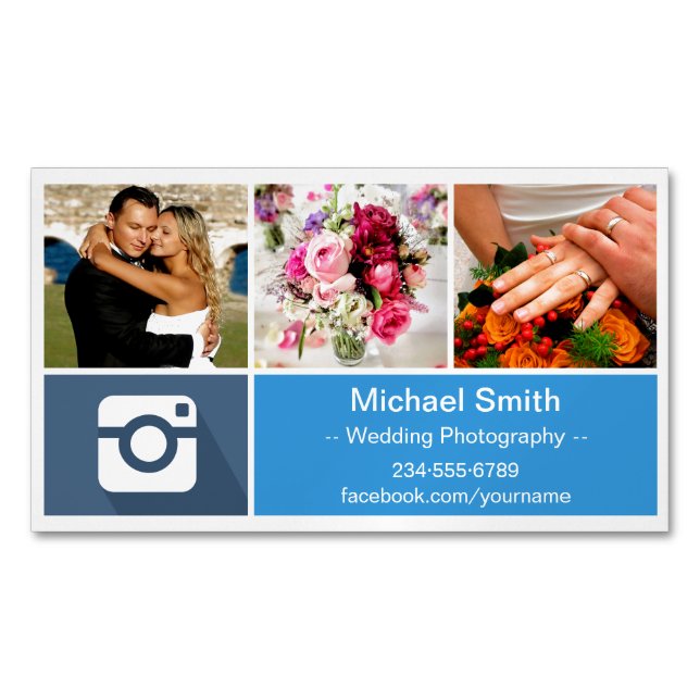 Photography Collage - Creative Modern Metro Style Magnetic Business Card (Front)