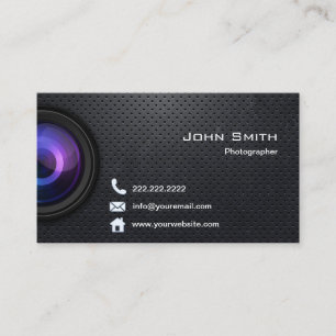 Photography Cool Black Metal Professional Business Card