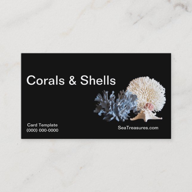 Photography Corals & Shells Template Business Card (Front)