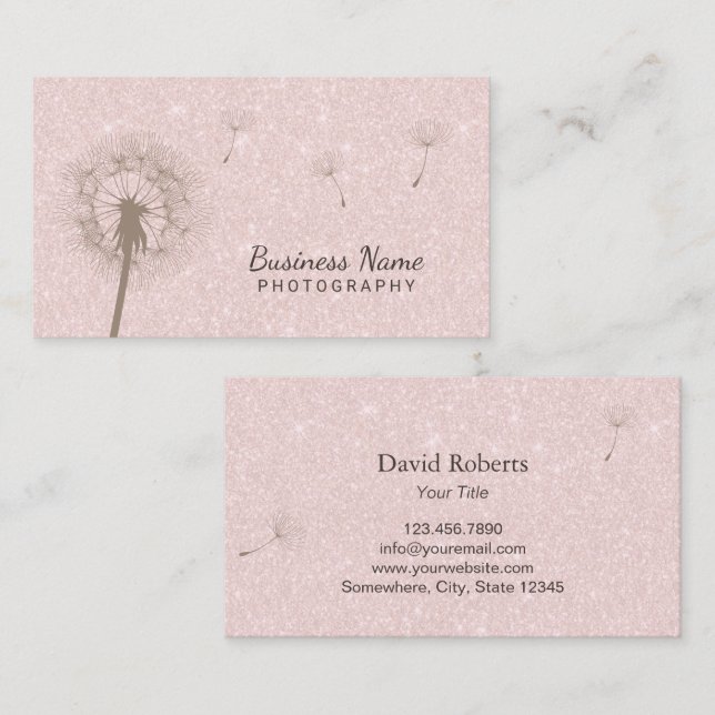Photography Dandelion Blush Pink Photographer Business Card (Front/Back)