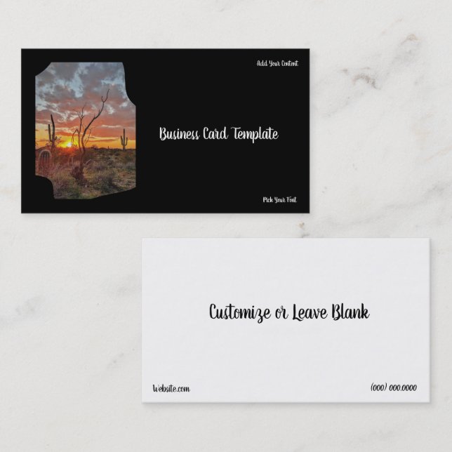 Photography Desert Sunset Business Card (Front/Back)