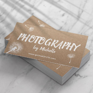 Photography Elegant Dandelion Rustic Photographer Business Card