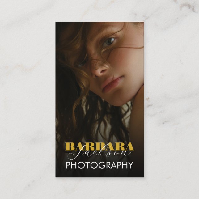 Photography Elegant Professional qr code Business Card (Front)