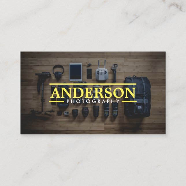 Photography Equipment Modern Photographer Business Card (Front)