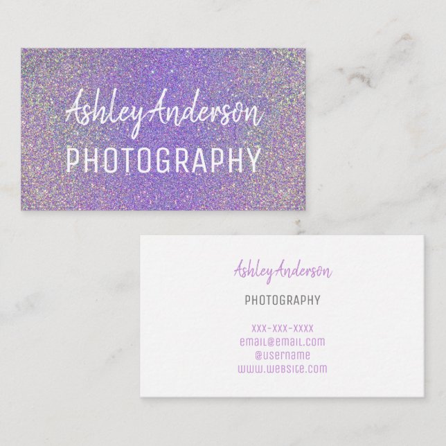 Photography Glitter Sparkle Feminine Business Card (Front/Back)