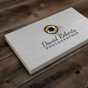 Photography Gold Camera Shutter Logo Professional Business Card