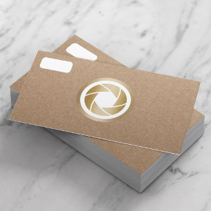 Photography Gold Shutter Rustic Kraft Photographer Business Card