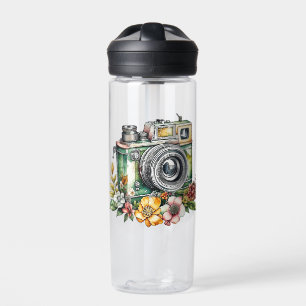 Photography Graphics and Quote   Vintage Camera Water Bottle