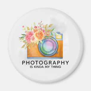 Photography is Kinda My Thing Watercolor Camera Magnet
