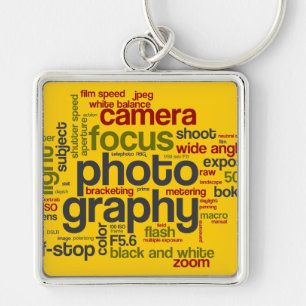 Photography Lingo Text Collage Key Ring