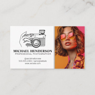 Photography Logo   Model in Vibrant Clothes Business Card