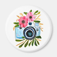 Photography Lovers Vintage Camera and Flowers