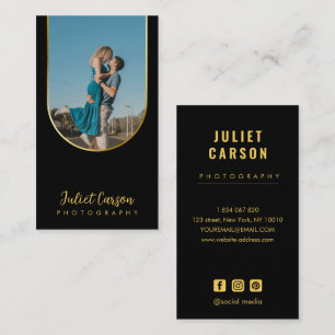 Photography Modern Arch Black And Gold Business Card