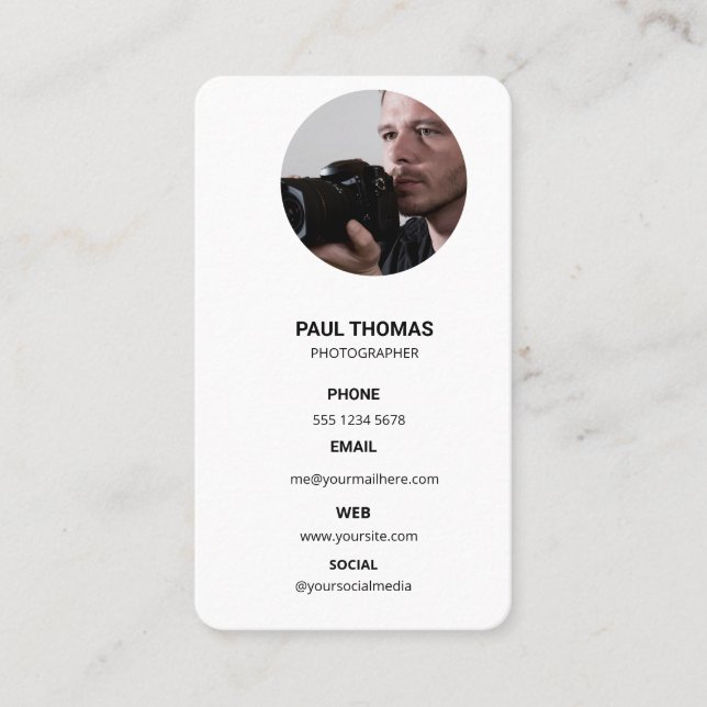 Photography Modern Minimal Simple Photo Business  Business Card (Front)
