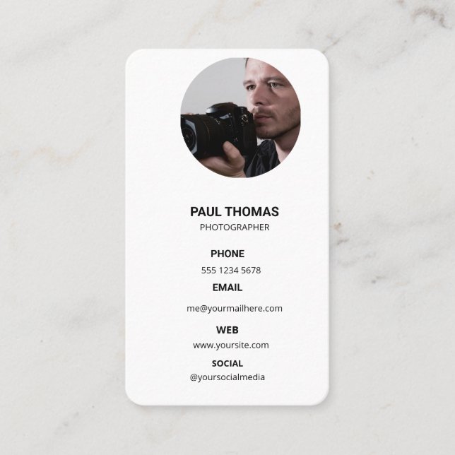 Photography Modern Minimal Simple Photo Business  Card (Front)