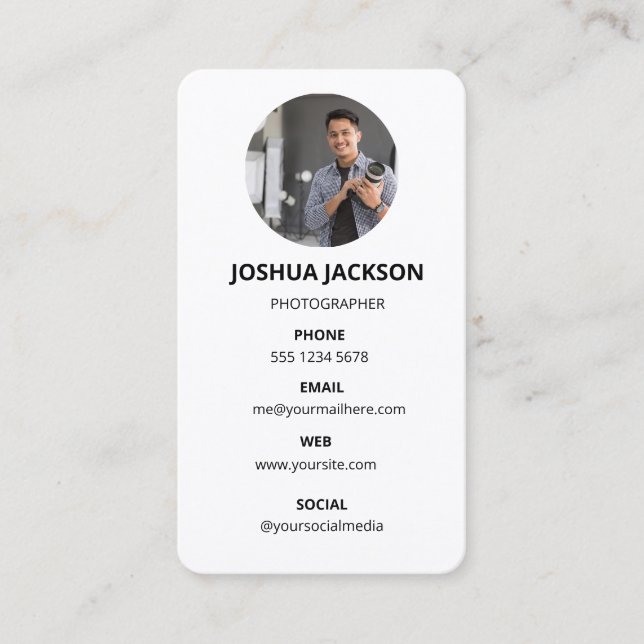 Photography Modern Minimal Simple Photo Business Card (Front)