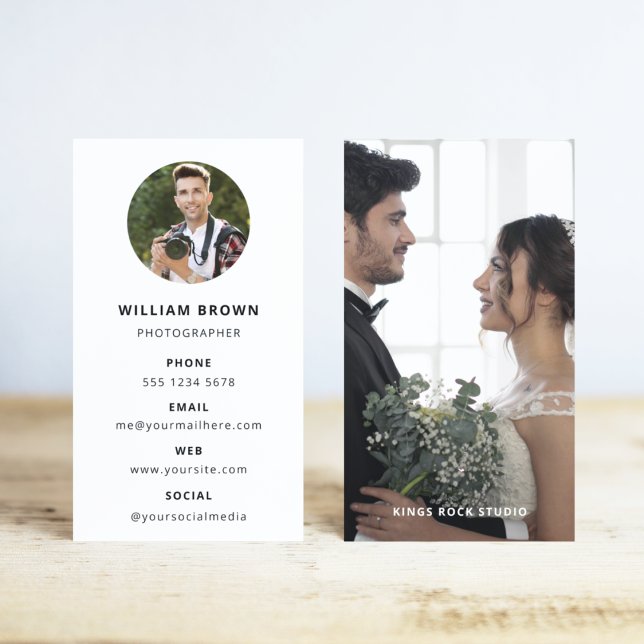 Photography Modern Minimal Simple Photo Business Card (Photo Square Business Card)
