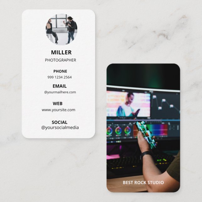 Photography Modern Minimal Simple Photo Business Card (Front/Back)