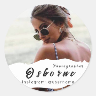 Photography Modern Minimal Simple Photo Classic Ro Classic Round Sticker