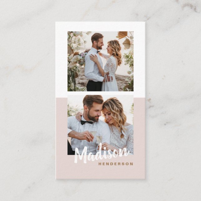 Photography Modern Minimalist Stylish White Photo Business Card (Front)