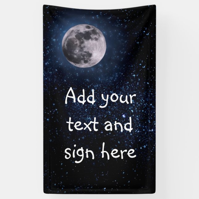 Photography - Night Sky with Full Moon + your idea Banner (Vertical)