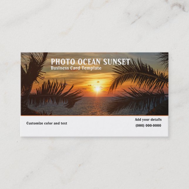 Photography Ocean Sunset Business Card (Front)