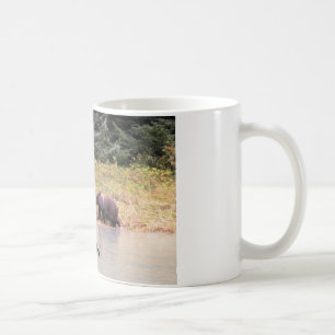 Photography of Grizzly Mother, 2 Cubs, River, AK Coffee Mug