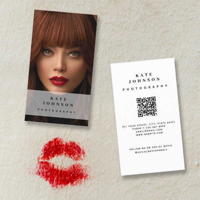 Photography Photo Modern Social Media QR Code Business Card (Creator Uploaded)