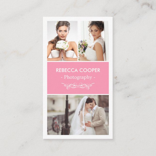 Photography Photo Showcase - Beauty Light Pink Business Card (Front)