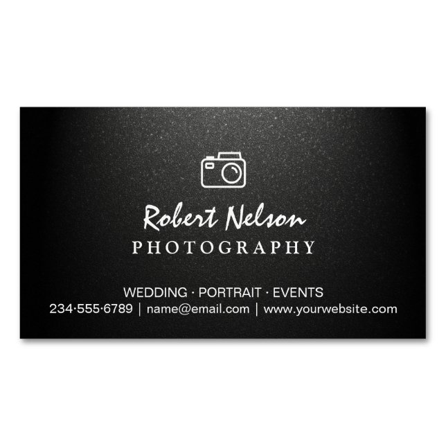 Photography Photographer Camera Simple Matte Black Magnetic Business Card (Front)