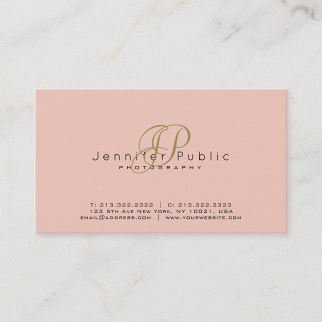 Photography Plain Elegant Photographer Monogram Business Card (Front)