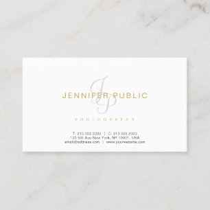 Photography Plain Elegant Photographer Monogram Business Card