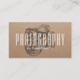 Photography Professional Camera Rustic Kraft  Business Card