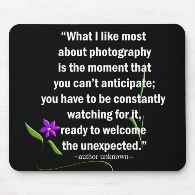 Photography Quote on Black Mouse Mat (Front)