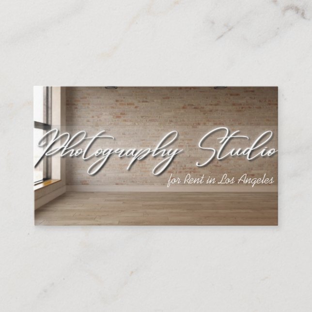 Photography Studio Space for Rent Business Card (Front)