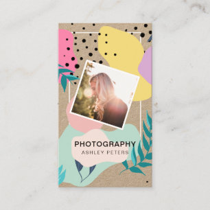 Photography tropical shapes pastel kraft photo business card