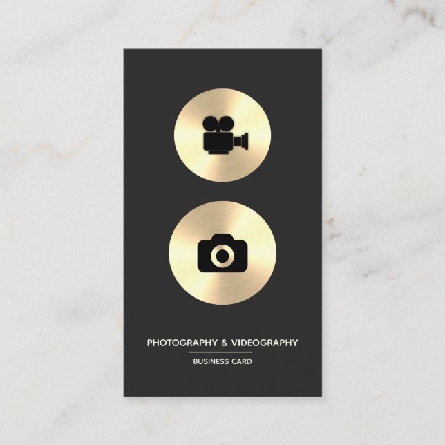 Photography & Videography - Faux Gold Business Card (Front)